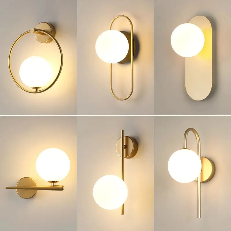 Applique Boule Dorée G9 – Chambre Salon Couloir Nordique