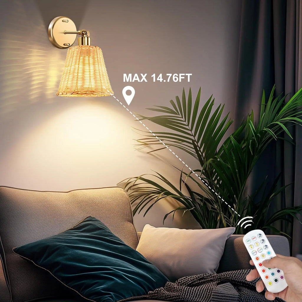 Applique Osier Tressé Rechargeable – Bohème Moderne Sans Fil