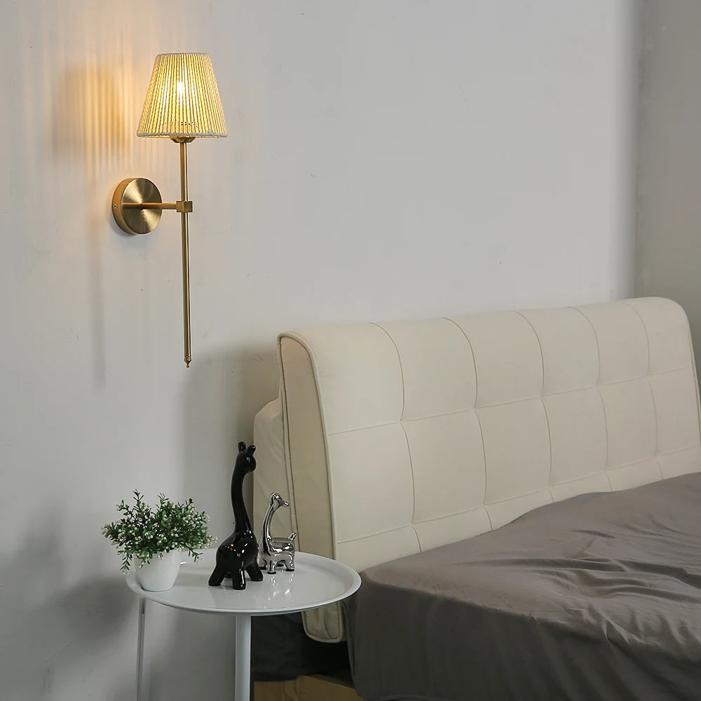 Applique Abat-Jour Rotin – Ambiance Chaleureuse Style Américain