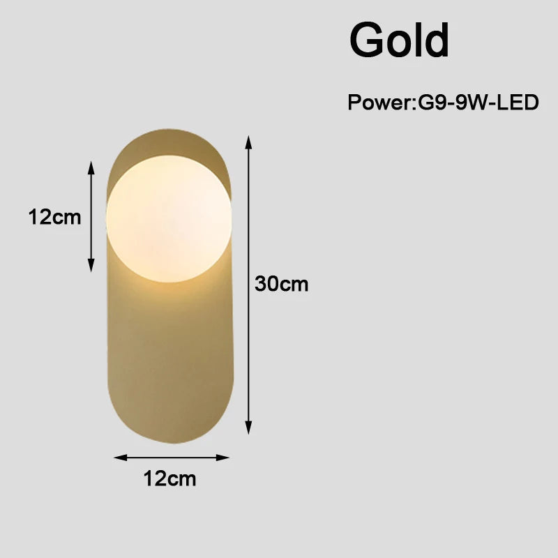 Applique Boule Dorée G9 – Chambre Salon Couloir Nordique