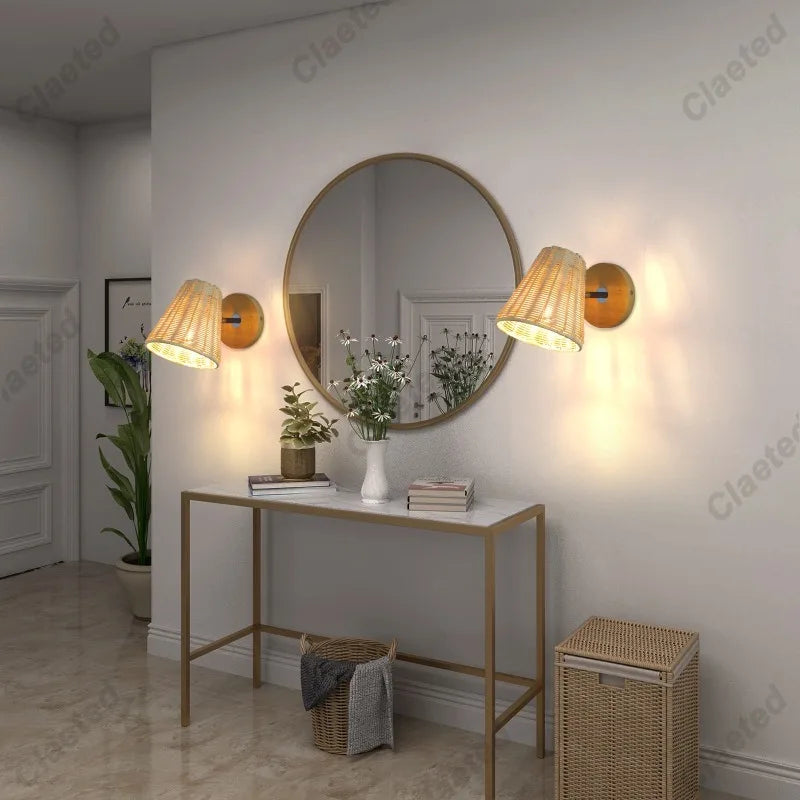 Applique Rotin Tressé Main – Chambre Cuisine Couloir