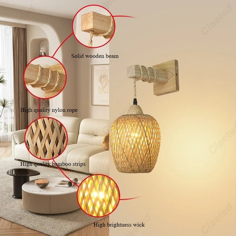 Applique Bambou Ronde Japonaise – Couloir Chambre Balcon