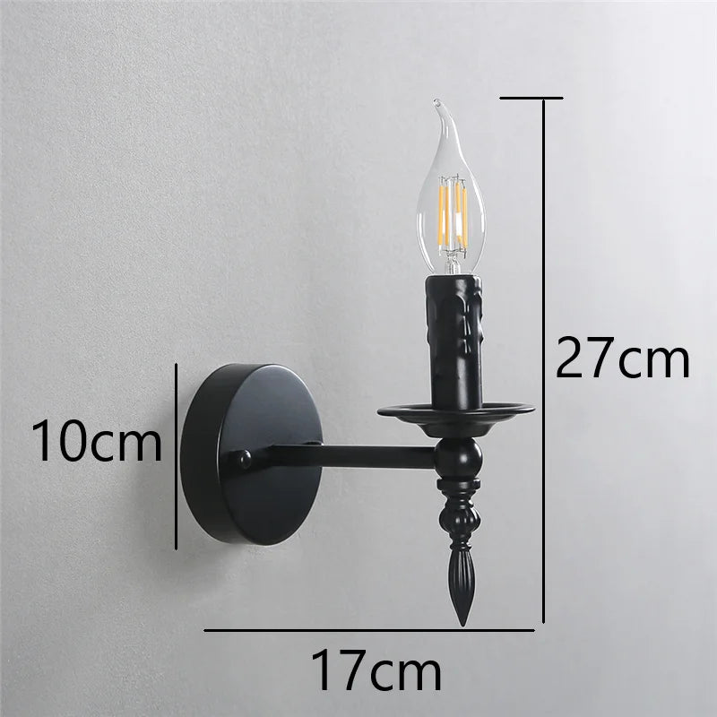 Applique Chandelier Fer Noir Rétro – Bras Courbé Style Victorien