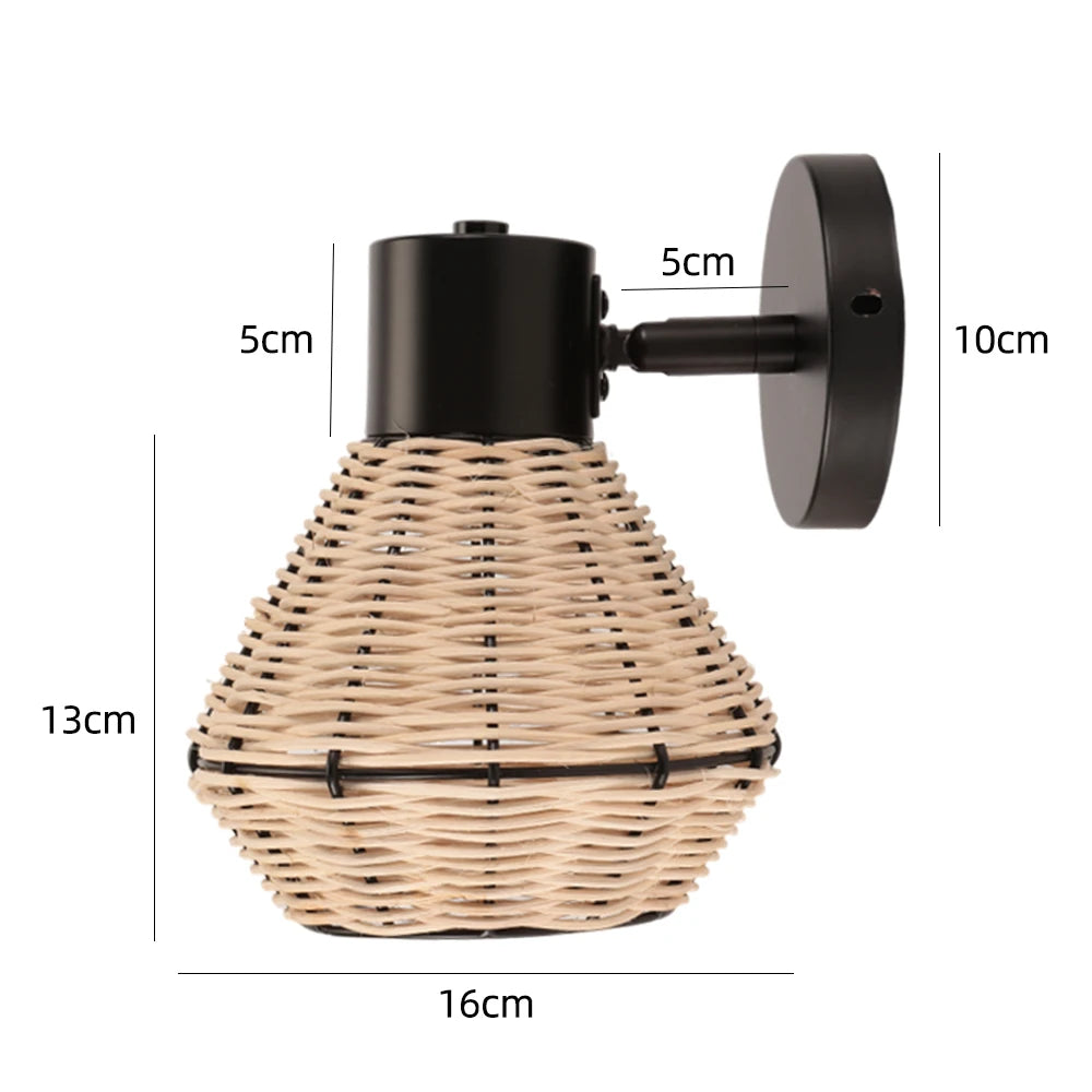 Applique Corde Chanvre Abat-Jour Rétro – Chambre Salon Loft