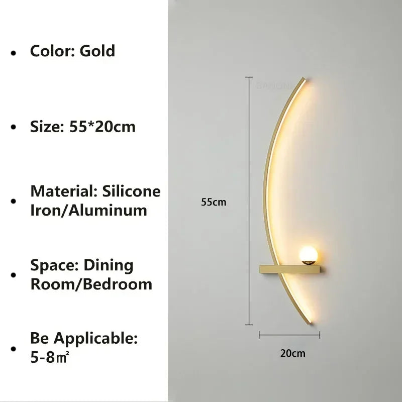 Applique LED Arc Aluminium – Chambre Salon Escalier Design