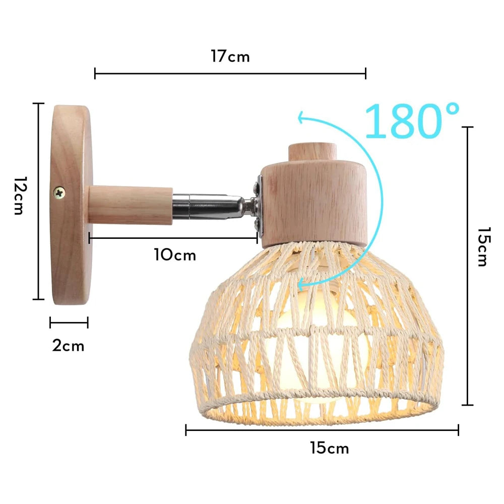 Applique Rotin Tressé Chanvre Naturel – Abat-Jour Bohème Authentique