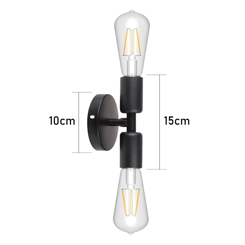 Applique Industrielle Noire Double Tête – Salon Chambre Couloir
