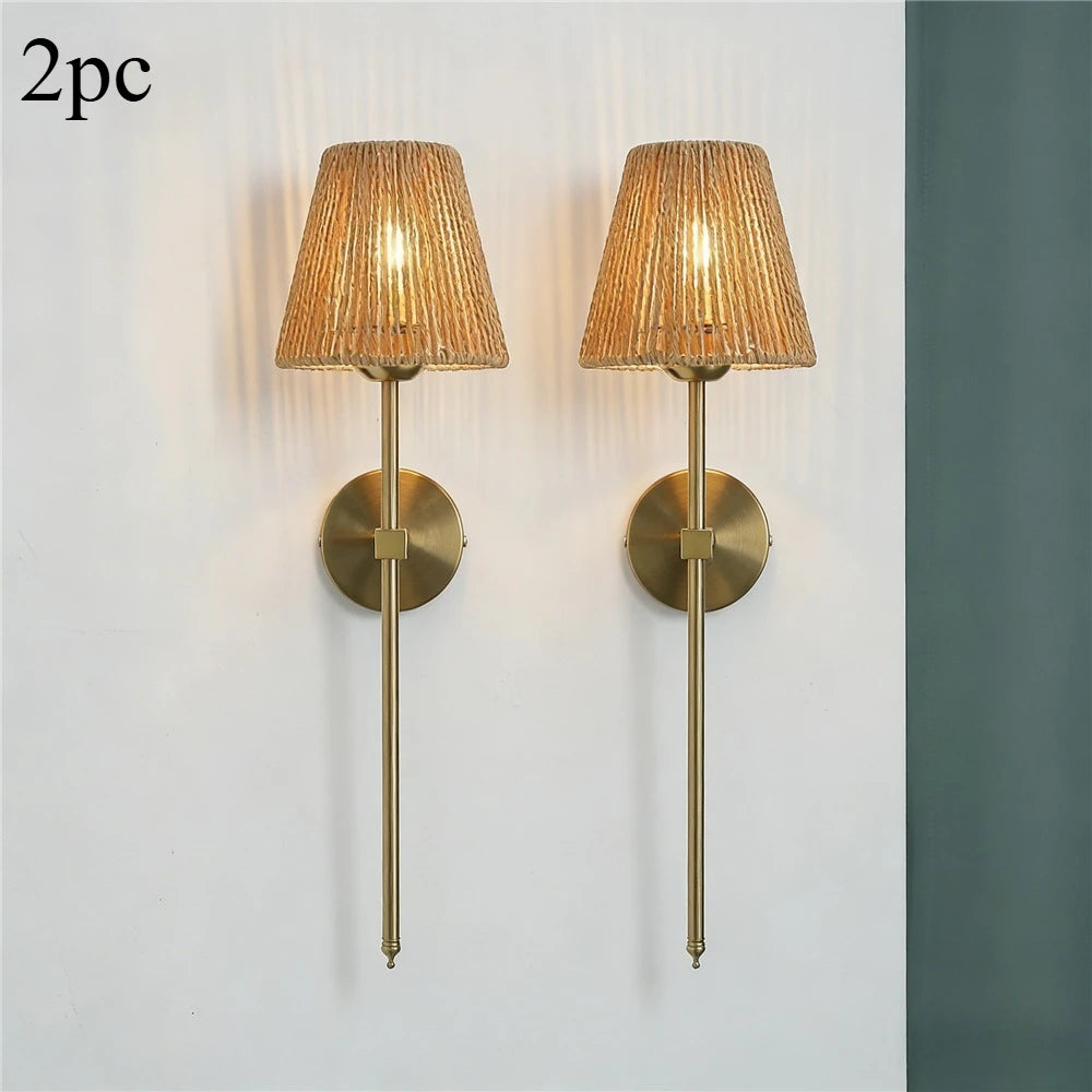Applique Abat-Jour Rotin – Ambiance Chaleureuse Style Américain
