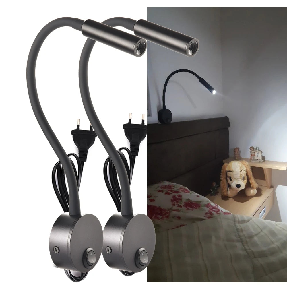 Applique Murale LED 3W Pack de 2 avec Cordon – Lecture Tête de Lit