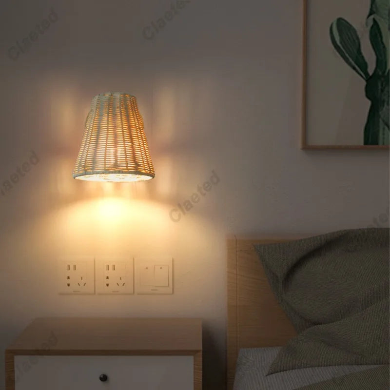 Applique Rotin Tressé Main – Chambre Cuisine Couloir