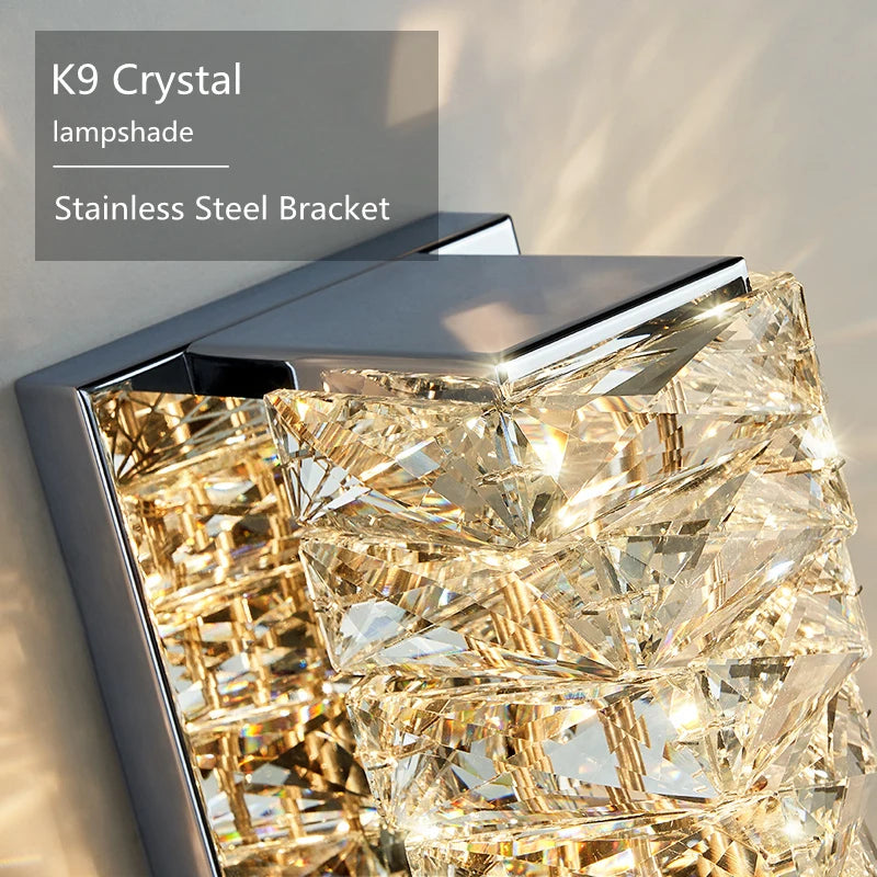 Applique Cristal Luxe LED – Salon Chambre Couloir Fond Mur