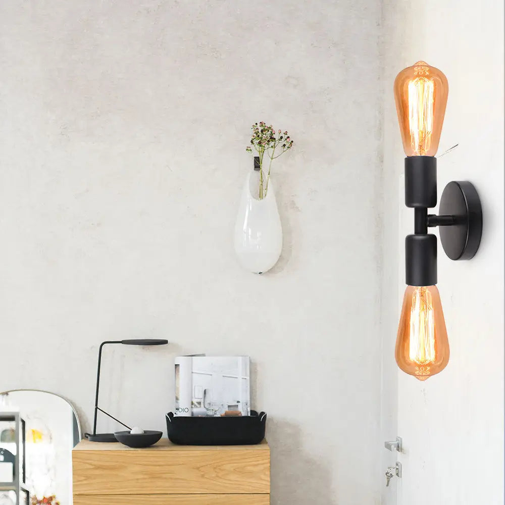 Applique Industrielle Noire Double Tête – Salon Chambre Couloir