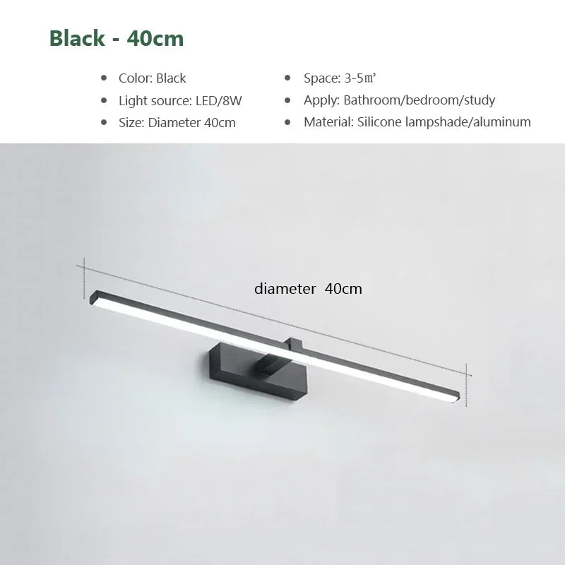 Applique LED Miroir Salle de Bain – Lumière Tricolore Aluminium