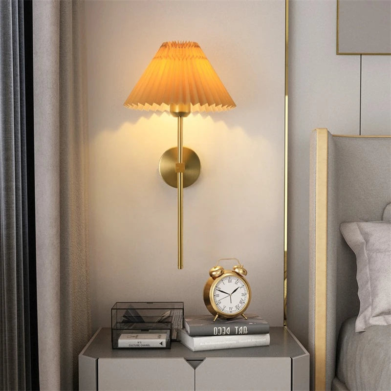Applique Abat-Jour Plissé Nordique – Chambre Salon Tête de Lit
