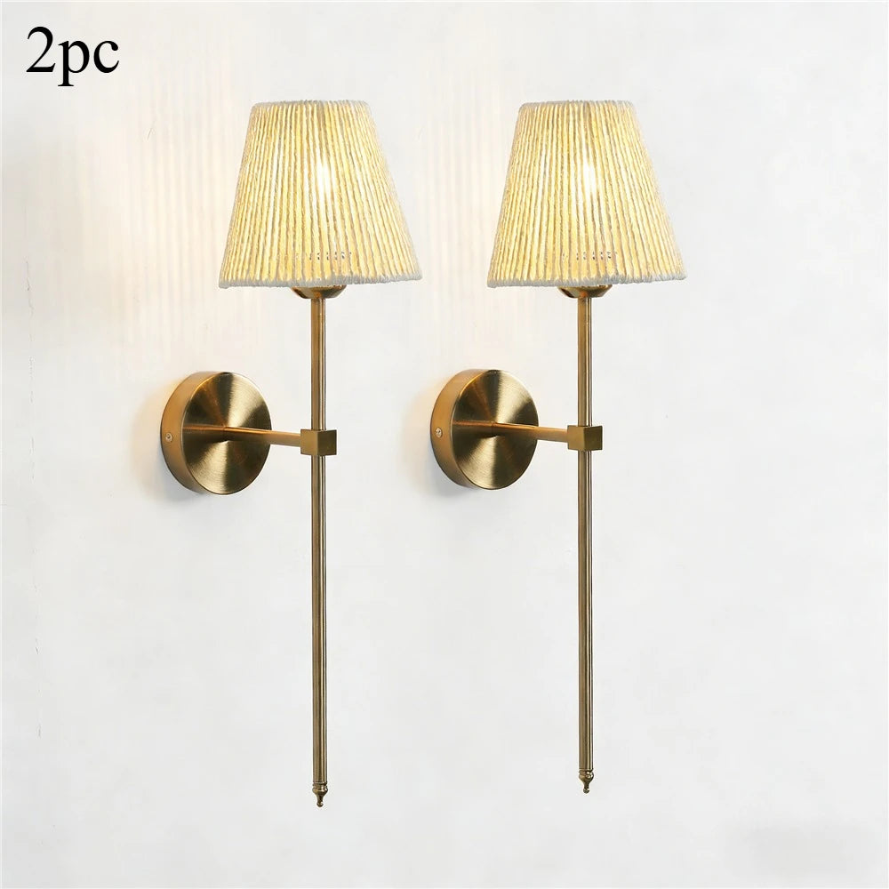 Applique Abat-Jour Rotin – Ambiance Chaleureuse Style Américain