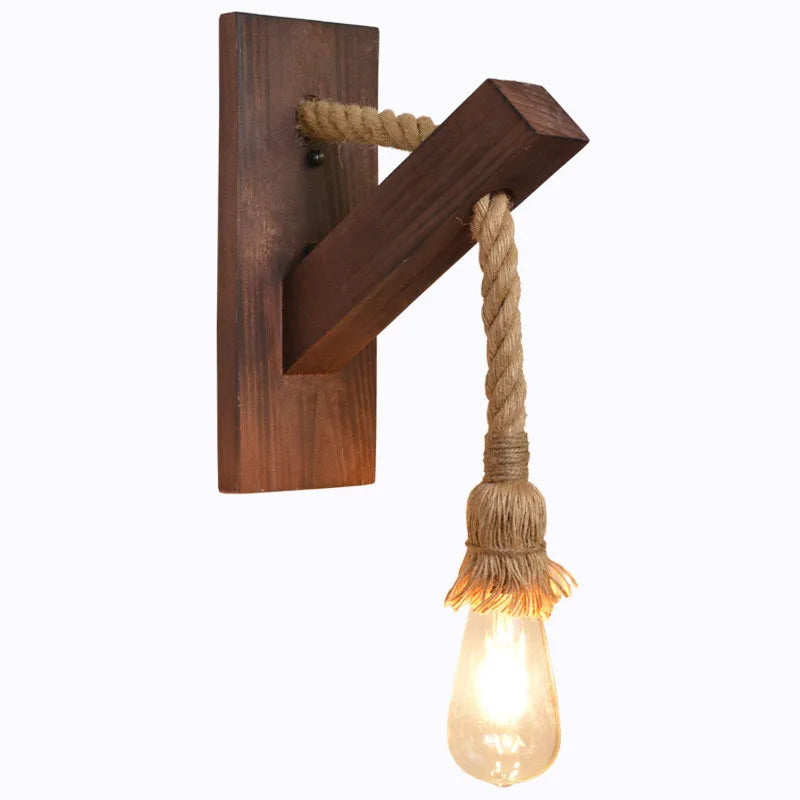 Applique Bois et Corde de Chanvre – Rétro Escalier Couloir Chambre