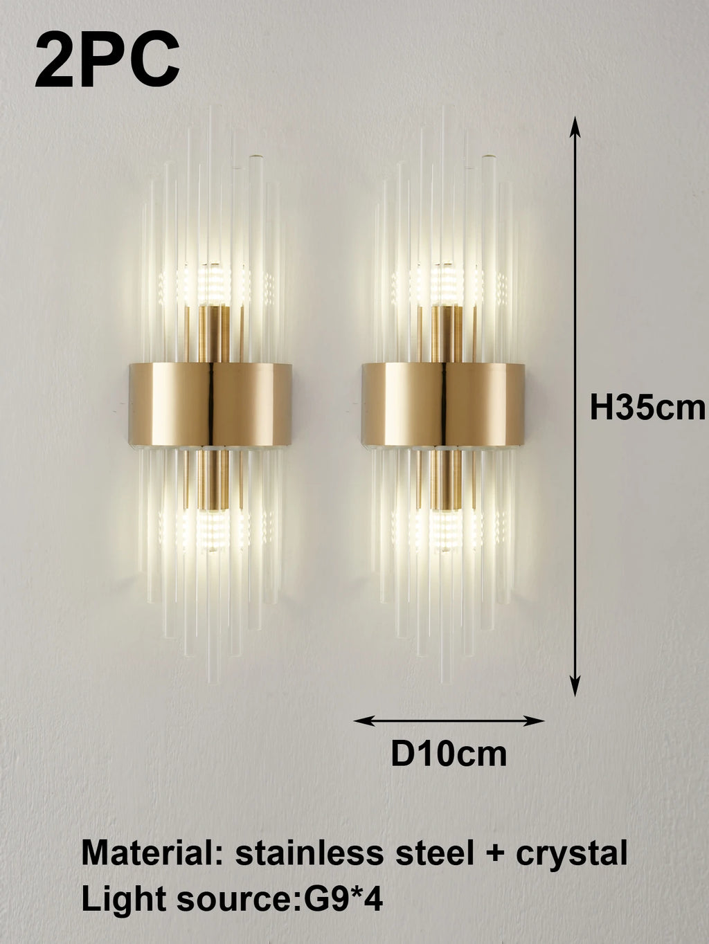 Applique Cristal Dorée G9 – Salon Chambre Style Luxe
