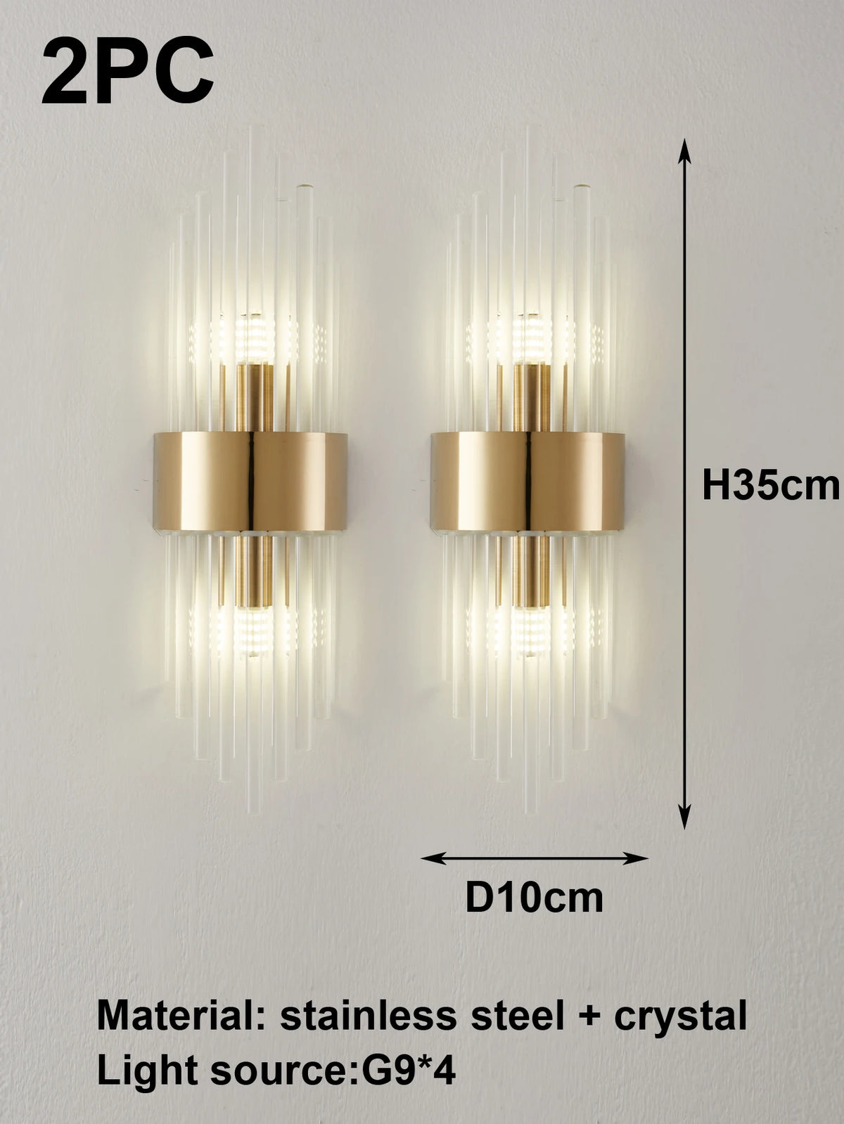 Applique Cristal Dorée G9 – Salon Chambre Style Luxe