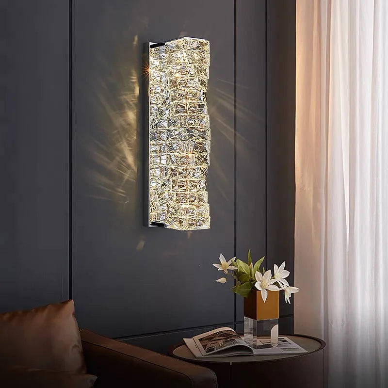 Applique Cristal Luxe LED – Salon Chambre Couloir Fond Mur