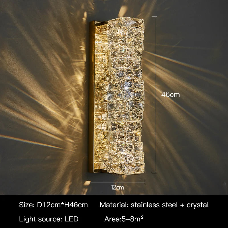 Applique Cristal Luxe LED – Salon Chambre Couloir Fond Mur