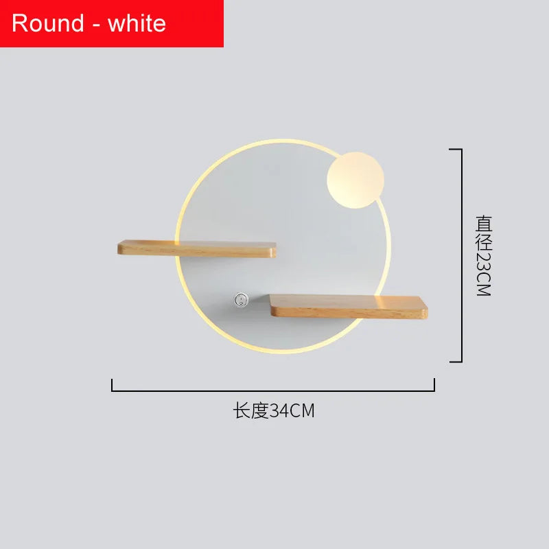 Applique Murale LED avec Étagère et Port USB – Tête de Lit Nordique