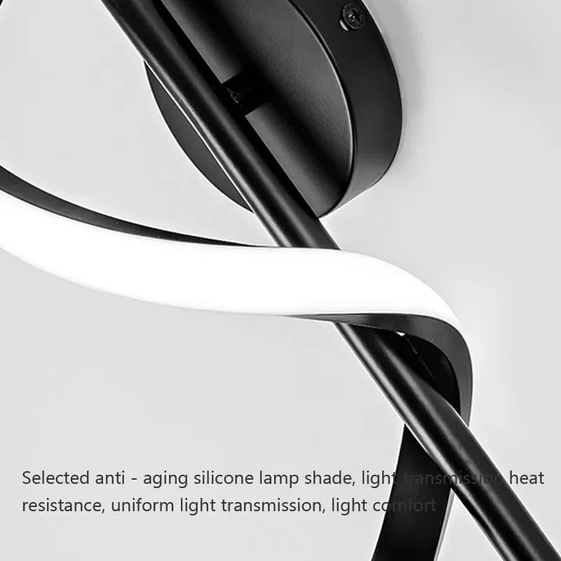 Applique Spirale LED Dorée ou Noire – Chambre Salon Nordique