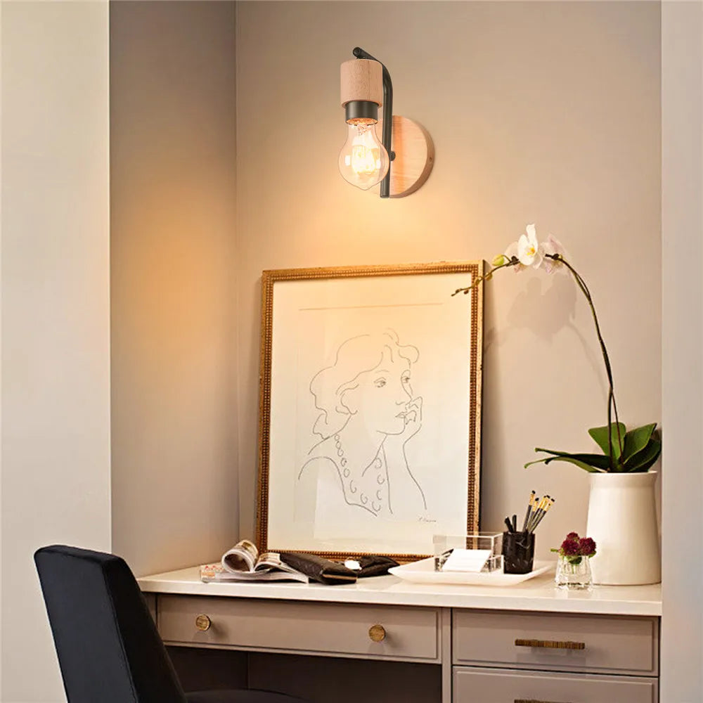 Applique Bois et Fer Campagne Industrielle – Chambre Couloir