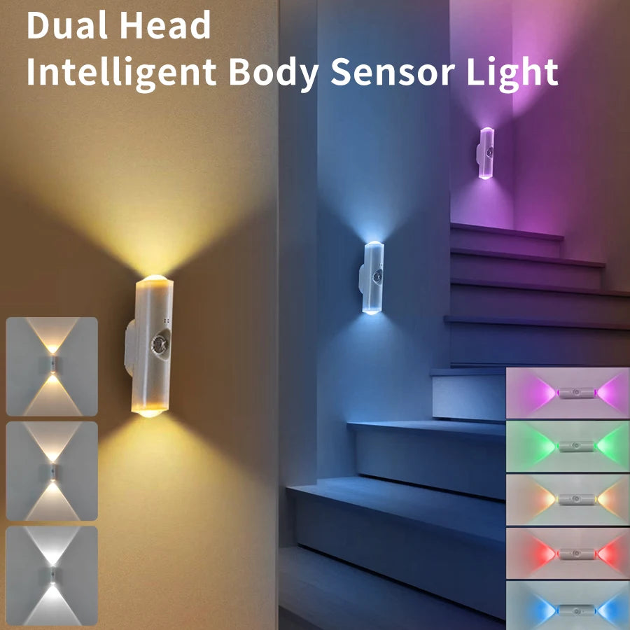 Applique Double Tête Rechargeable Capteur – Couloir Escalier RGB