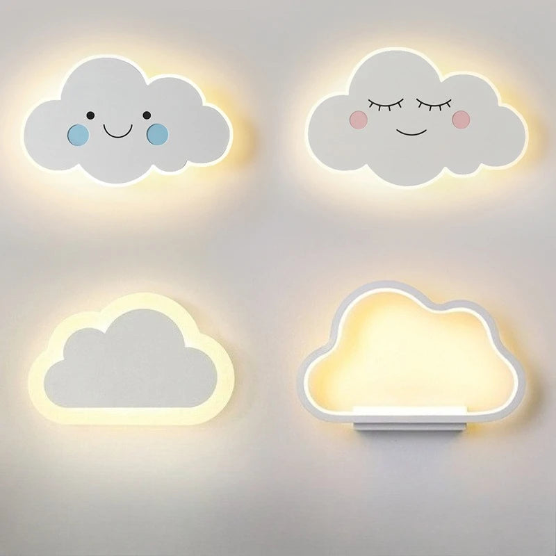 Applique Nuage Souriant LED – Veilleuse Créative Chambre Enfant