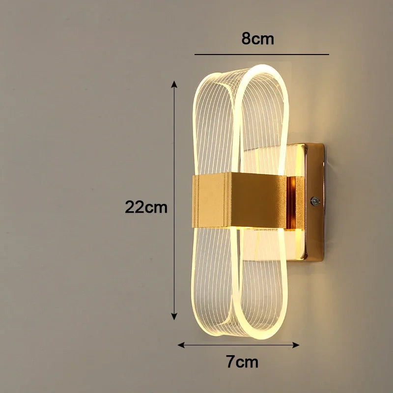 Applique LED Dorée Nordique – Salon Chambre Fond de Mur