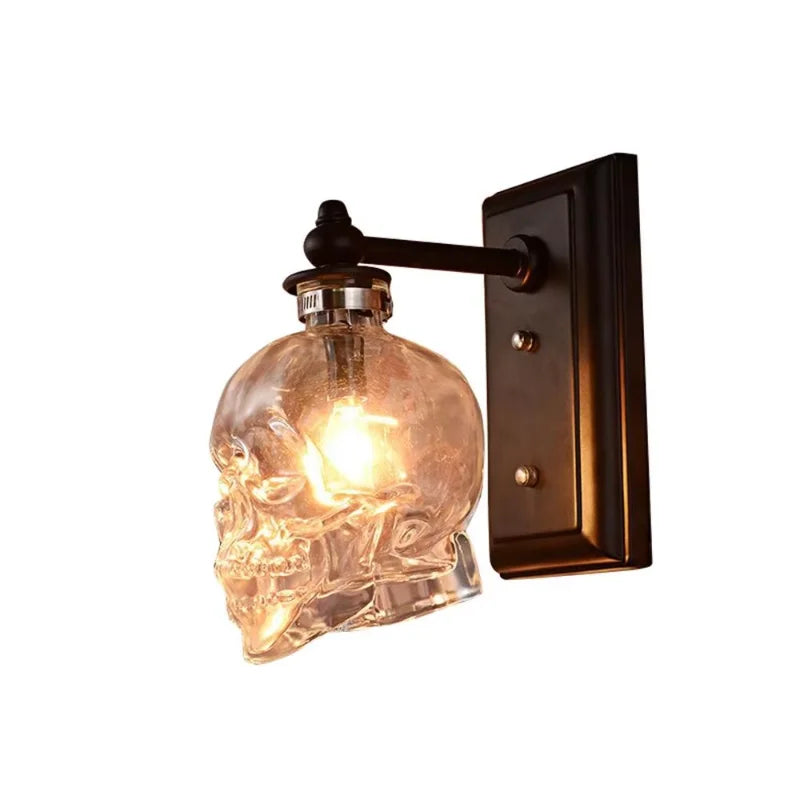 Applique Crâne Bouteille Verre – Déco Rock Loft Bar Industriel