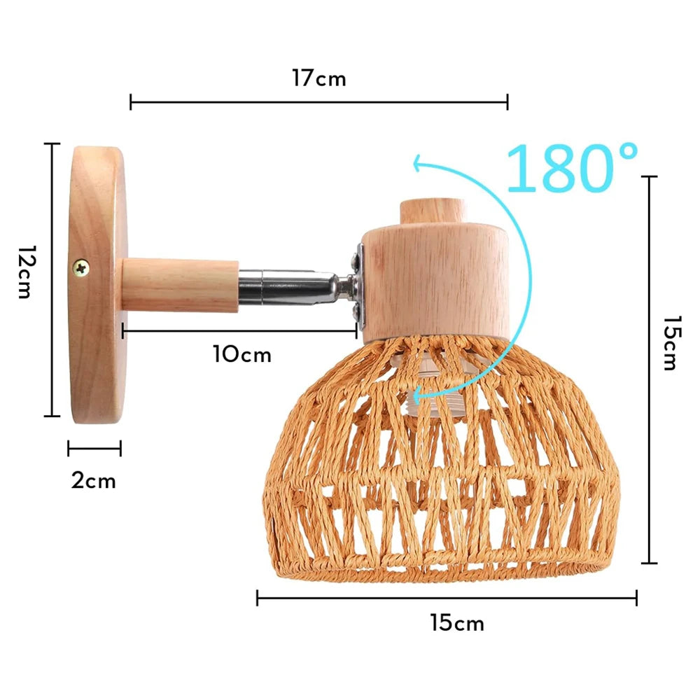 Applique Rotin Tressé Chanvre Naturel – Abat-Jour Bohème Authentique