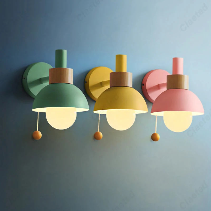Applique Scandinave Colorée Interrupteur Tirette – Chambre Salon