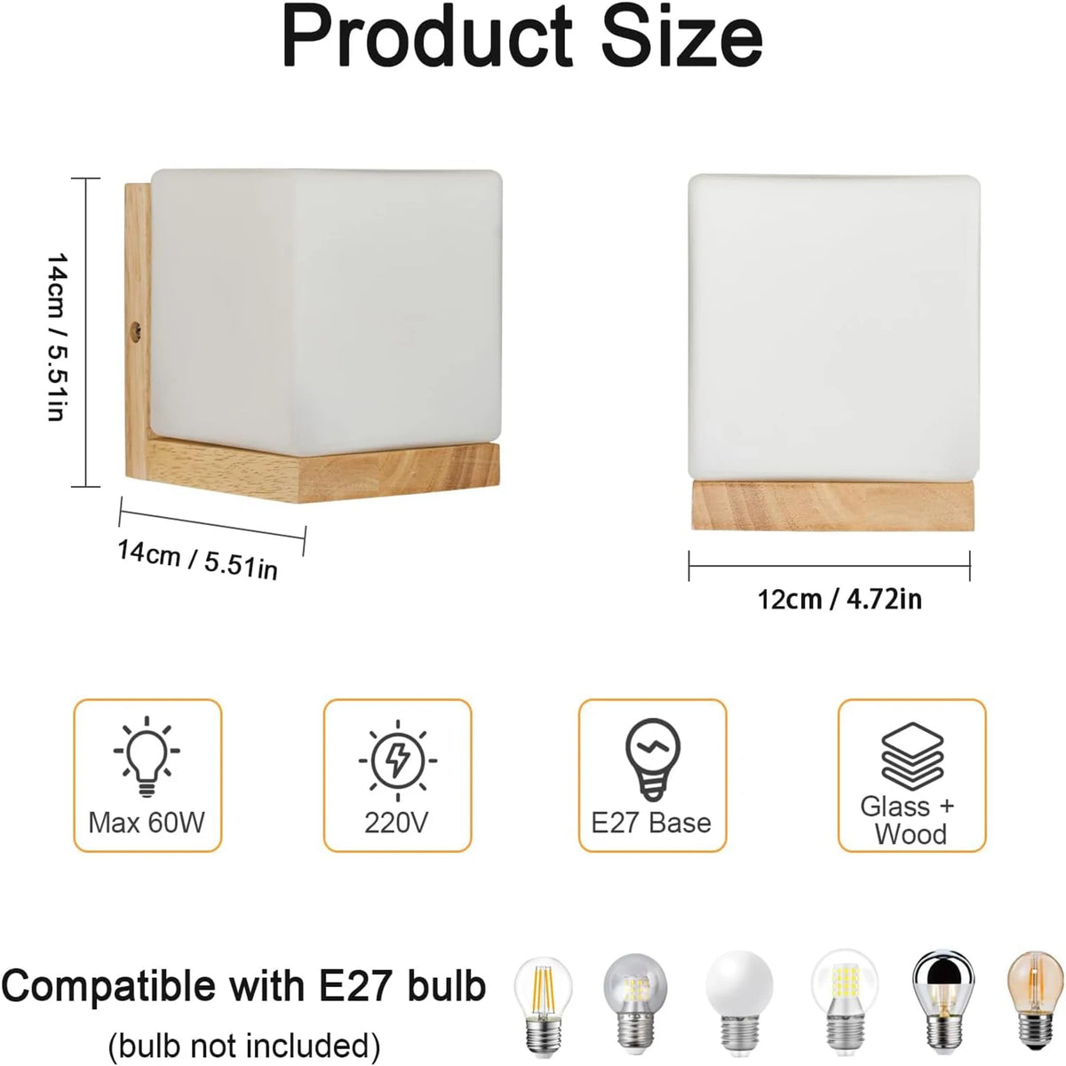 Applique Bois Carré Minimaliste Nordique – Chambre Couloir Hôtel