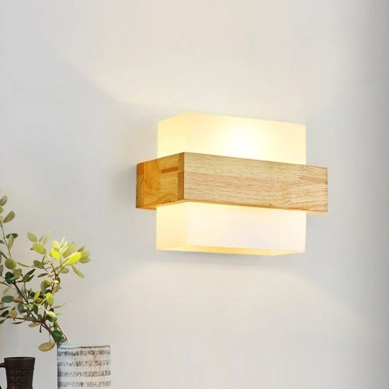 Applique Bois et Verre Design Nordique – Salon Chambre Salle à Manger