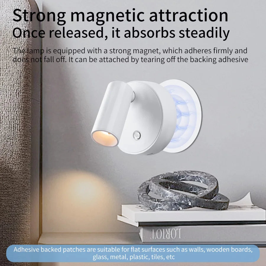 Applique Orientable Magnétique Sans Fil – Lecture Chambre