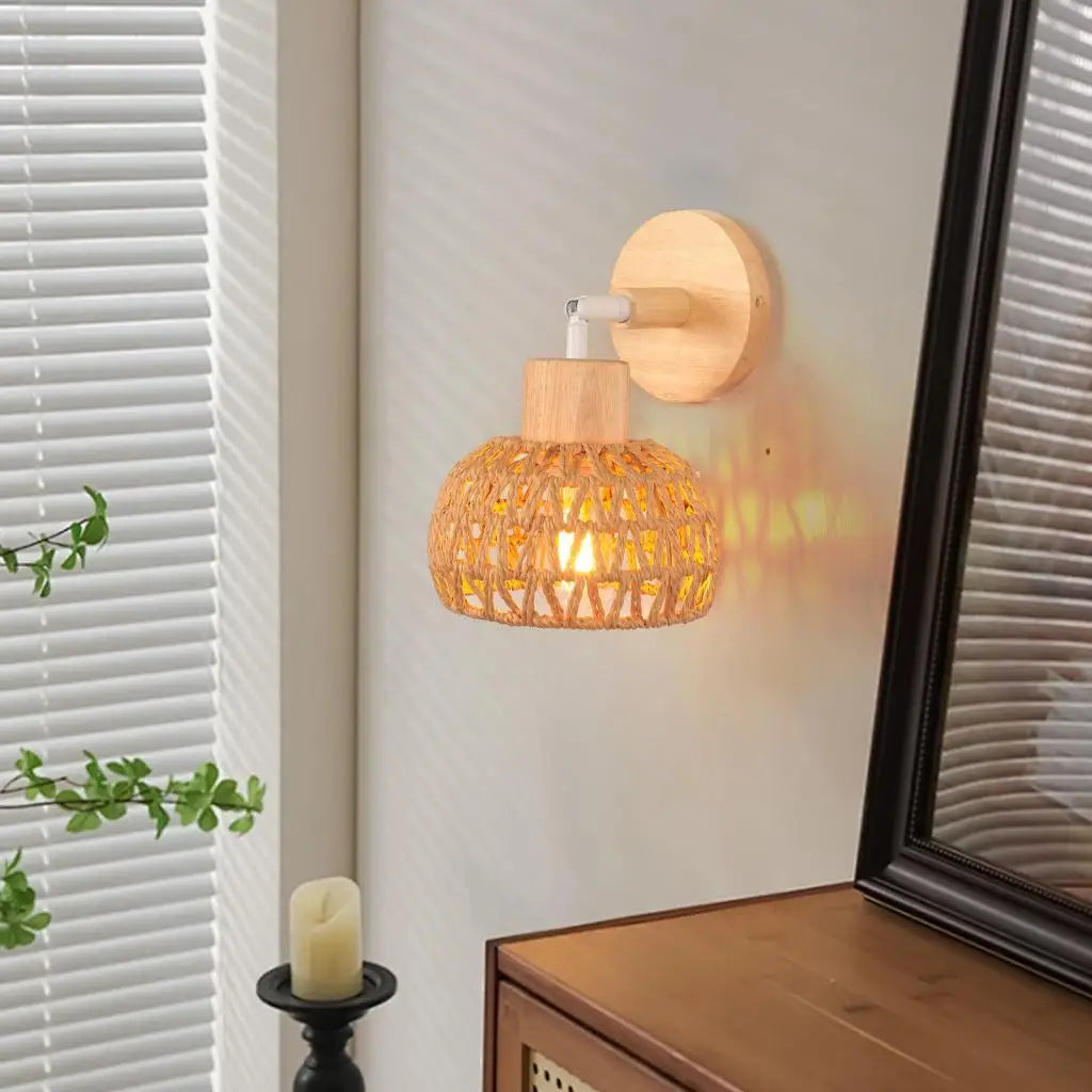 Applique Rotin Tressé Chanvre Naturel – Abat-Jour Bohème Authentique
