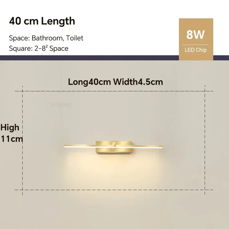 Applique LED Miroir Salle de Bain – Lumière Tricolore Aluminium