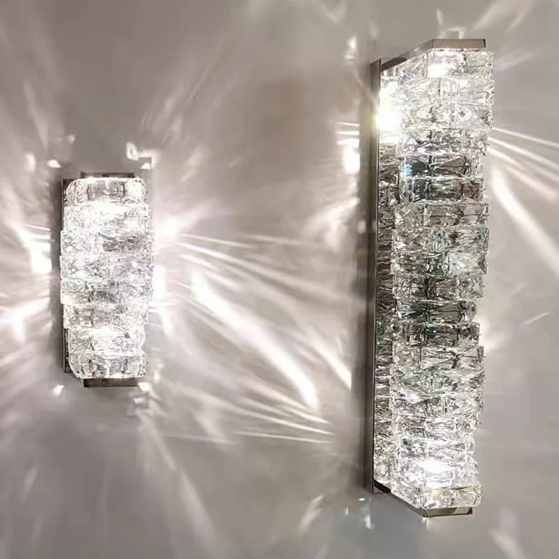 Applique Cristal Luxe LED – Salon Chambre Couloir Fond Mur