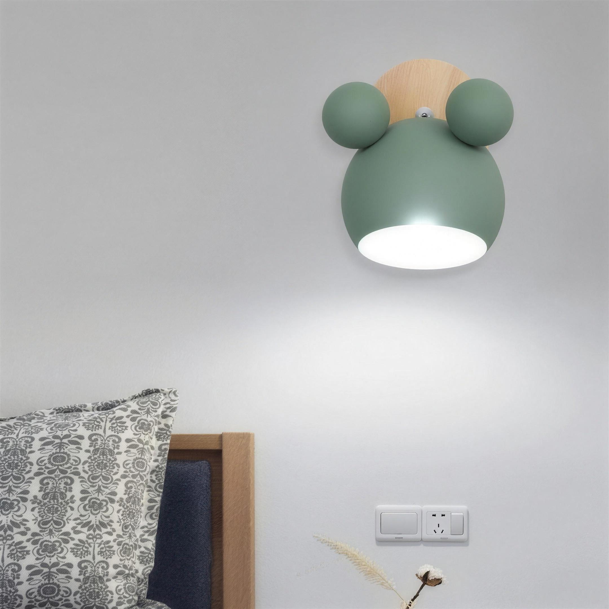 Applique Murale Enfant Mickey verte - chambre