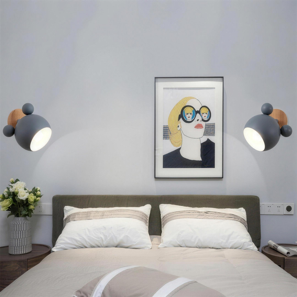 Applique Murale Enfant Mickey grise - tete de lit