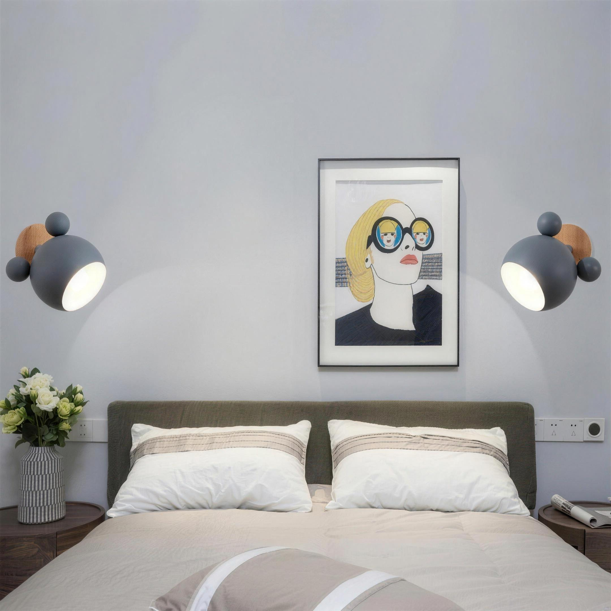 Applique Murale Enfant Mickey grise - tete de lit