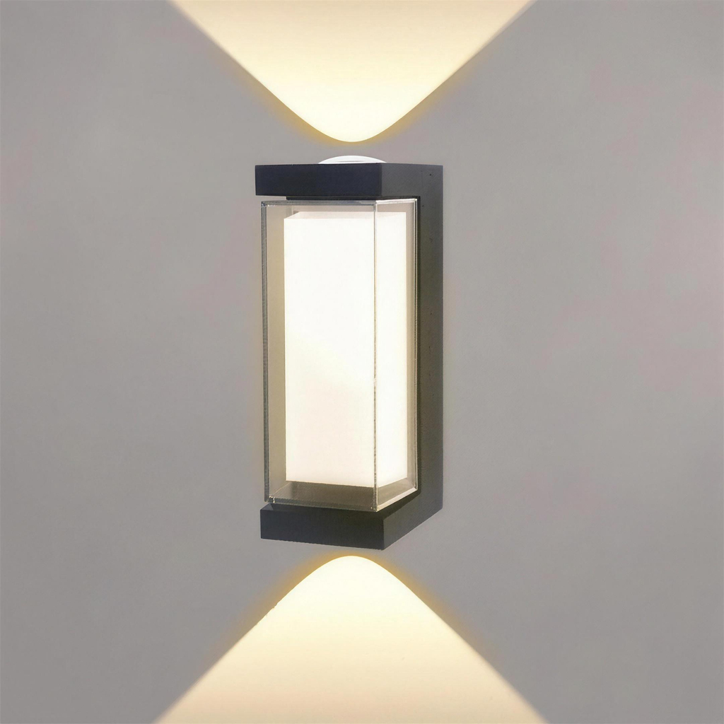 Applique lanterne LED noire double faisceau