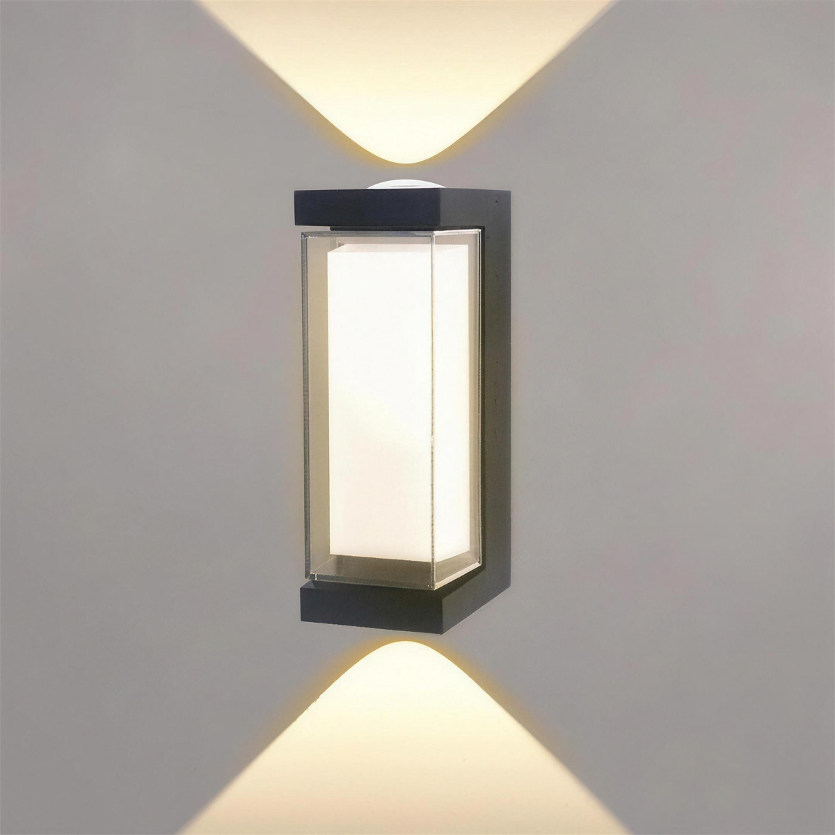 Applique lanterne LED noire double faisceau