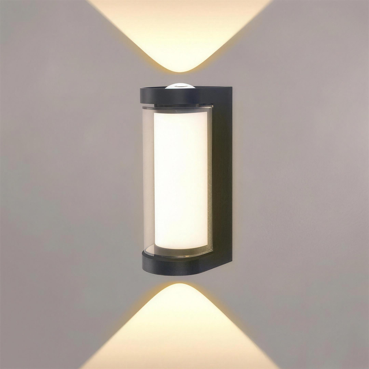 Applique LED cylindrique noire - faisceau haut bas