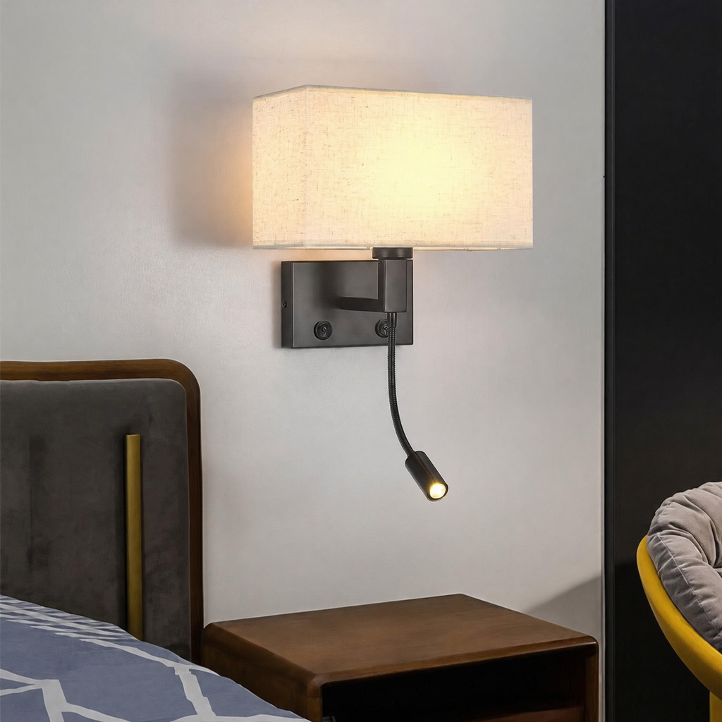 Applique orientable noire liseuse LED - tete de lit