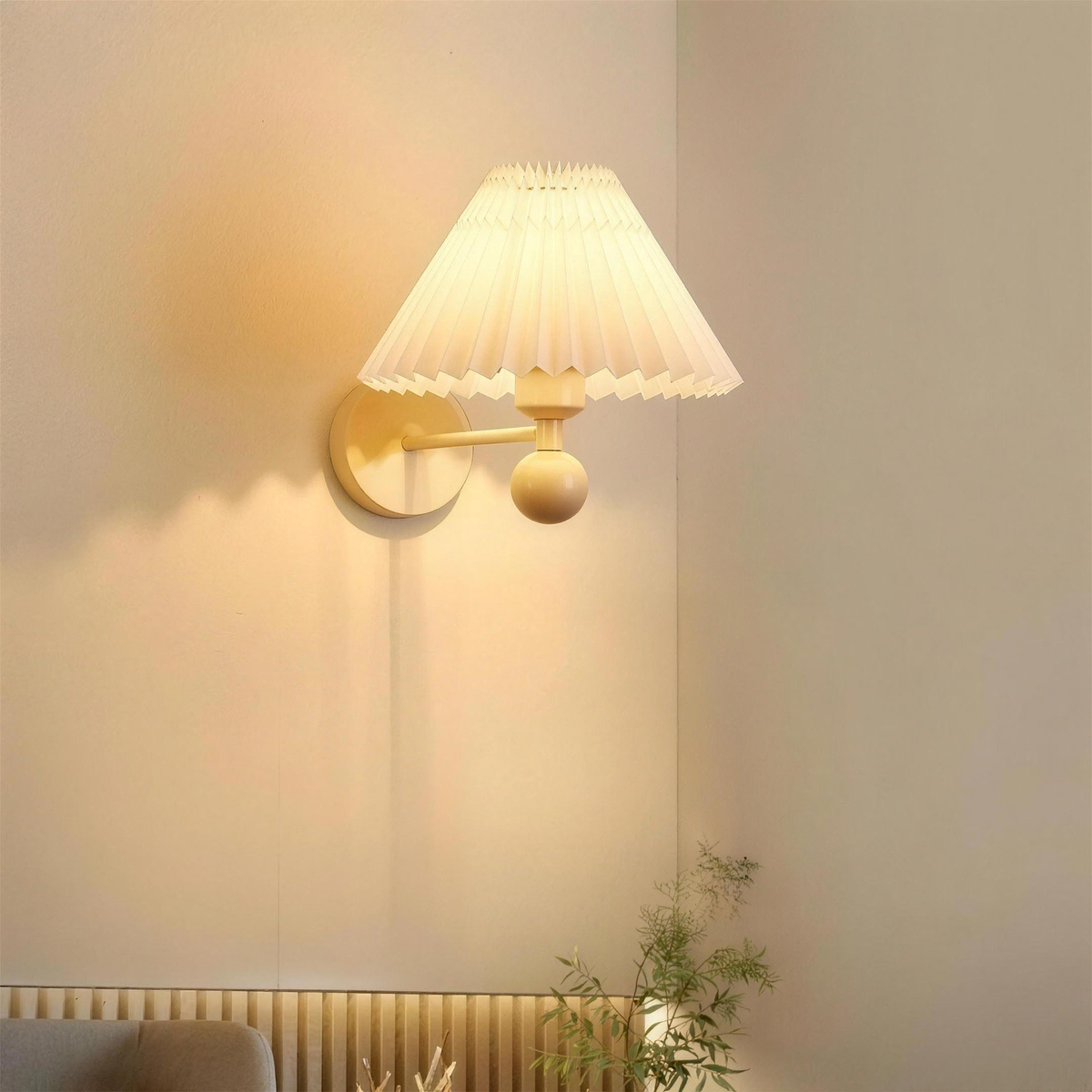 Applique creme francaise abat-jour tisse - ambiance chambre