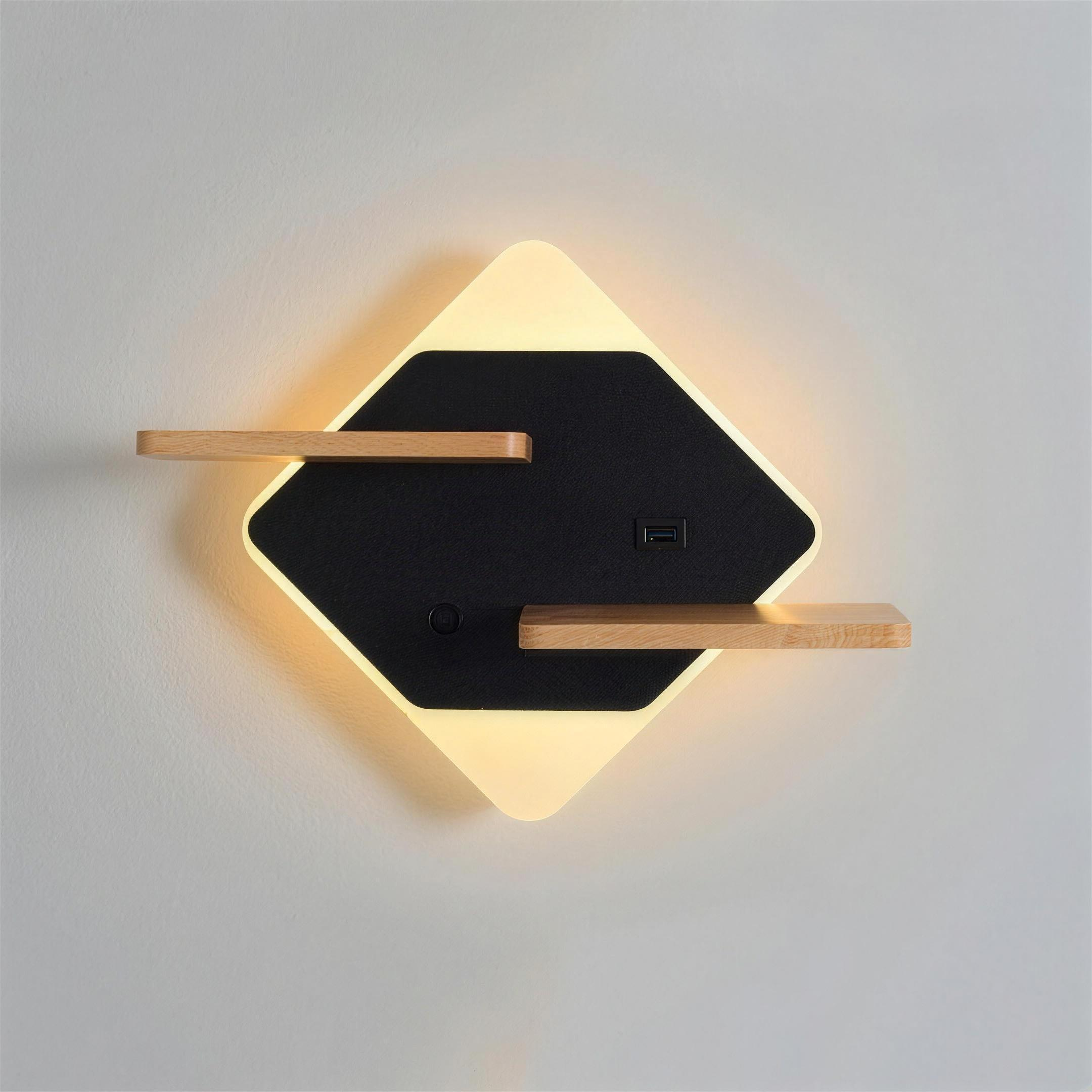 Applique LED etagere hexagone noire - tete de lit Bild