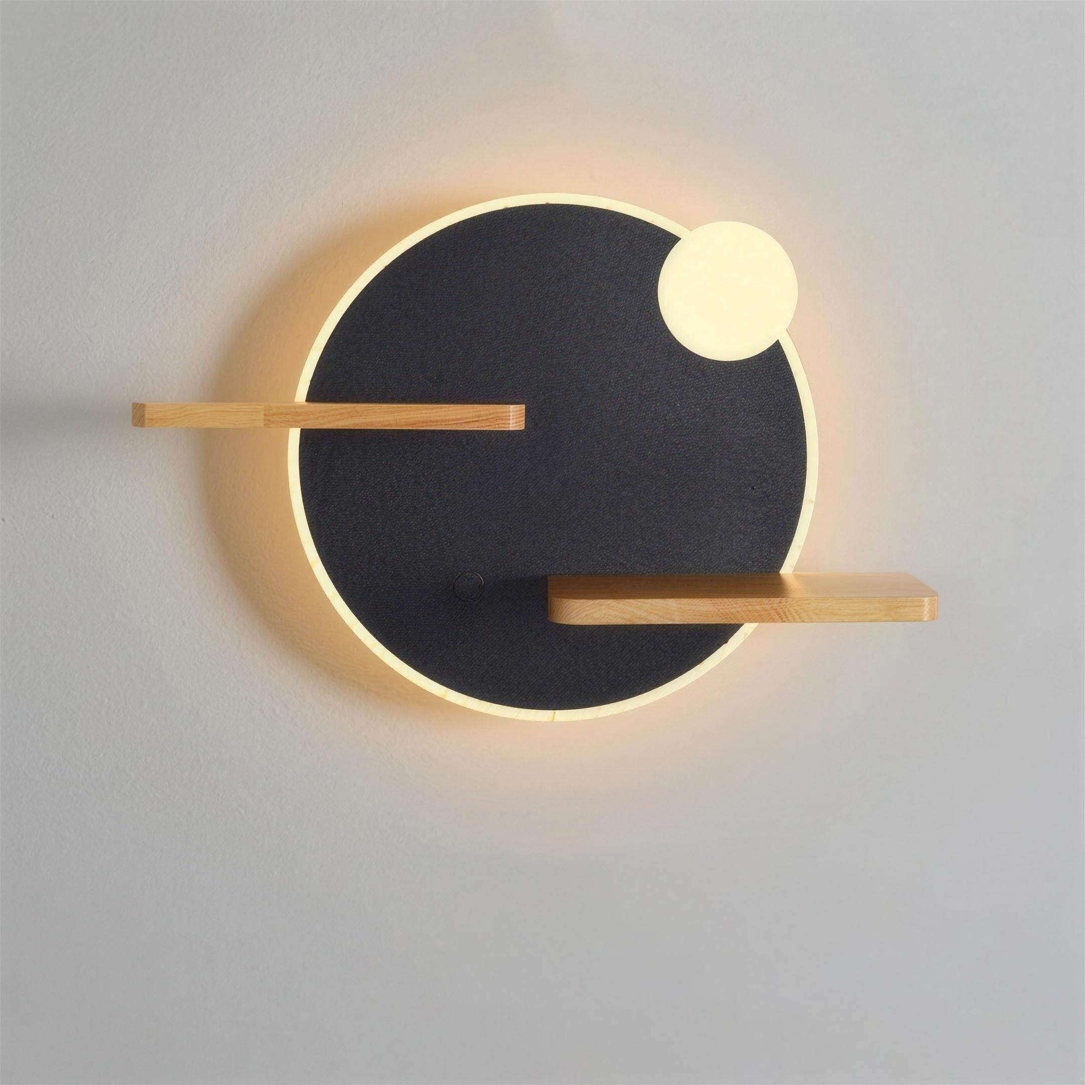 Applique LED etagere ronde noire - lumiere chaude Bild
