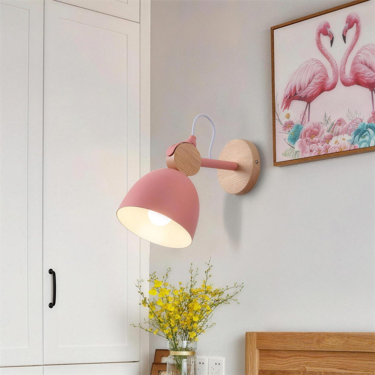 Applique scandinave bois rose salon